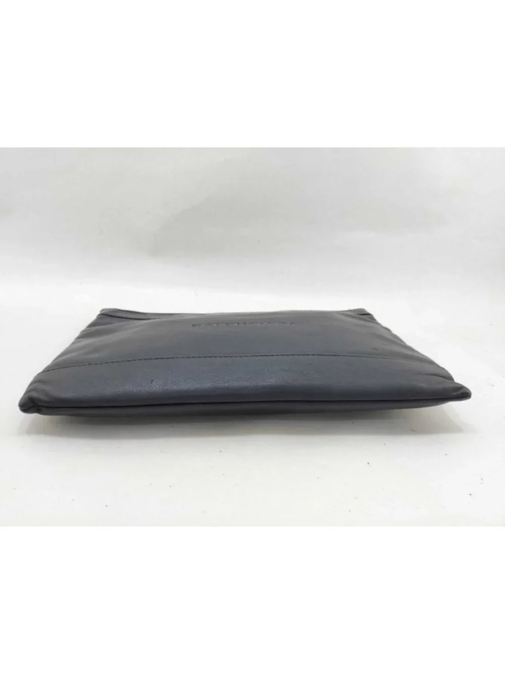 Balenciaga Clutch Navy Clip Black Leather Silver
